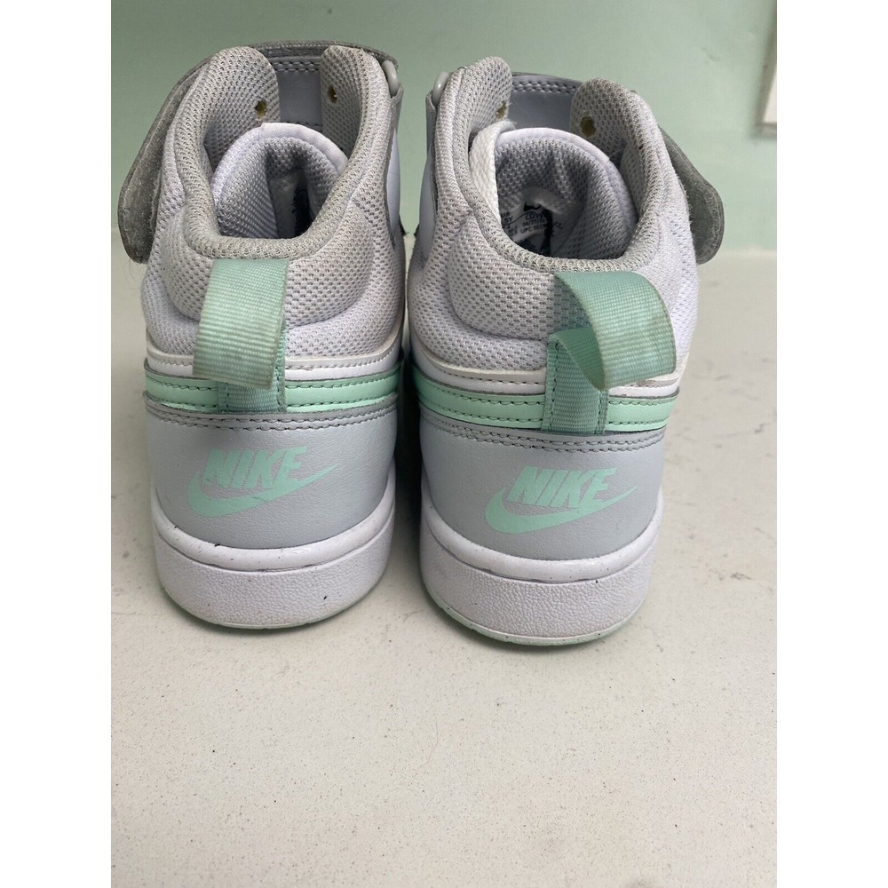 Nike Size 4.5Y Court Borough Mid 2 'Pure Platinum Mint Foam' CD7782-011 Sneakers - Picture 3 of 8